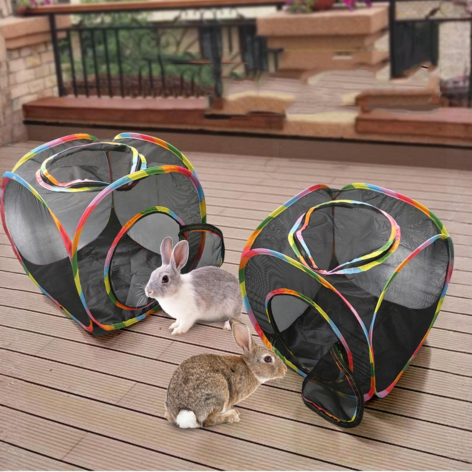 Foldable Mesh Tunnel Breathable Pet Play Tunnel for Cats Small nero