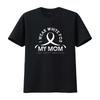 Womens T Shirt I Wear White For My Mom Ribbon Lung Cancer Awareness Black 2XL Vintage Washed Breathable Comfortable Stylish