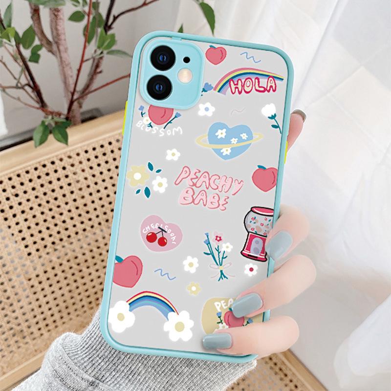 Silicone cartoon cute applicable Apple 14pro max painted 12pro mobile phone case TPU frame 12 protective case