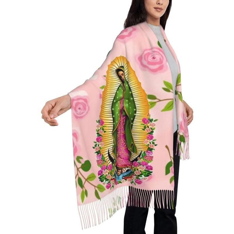 

Шаль-накидка Девы Марии для женщин Шаль Богоматери Гваделупской Мягкий большой платок-одеяло Теплые накидки one size