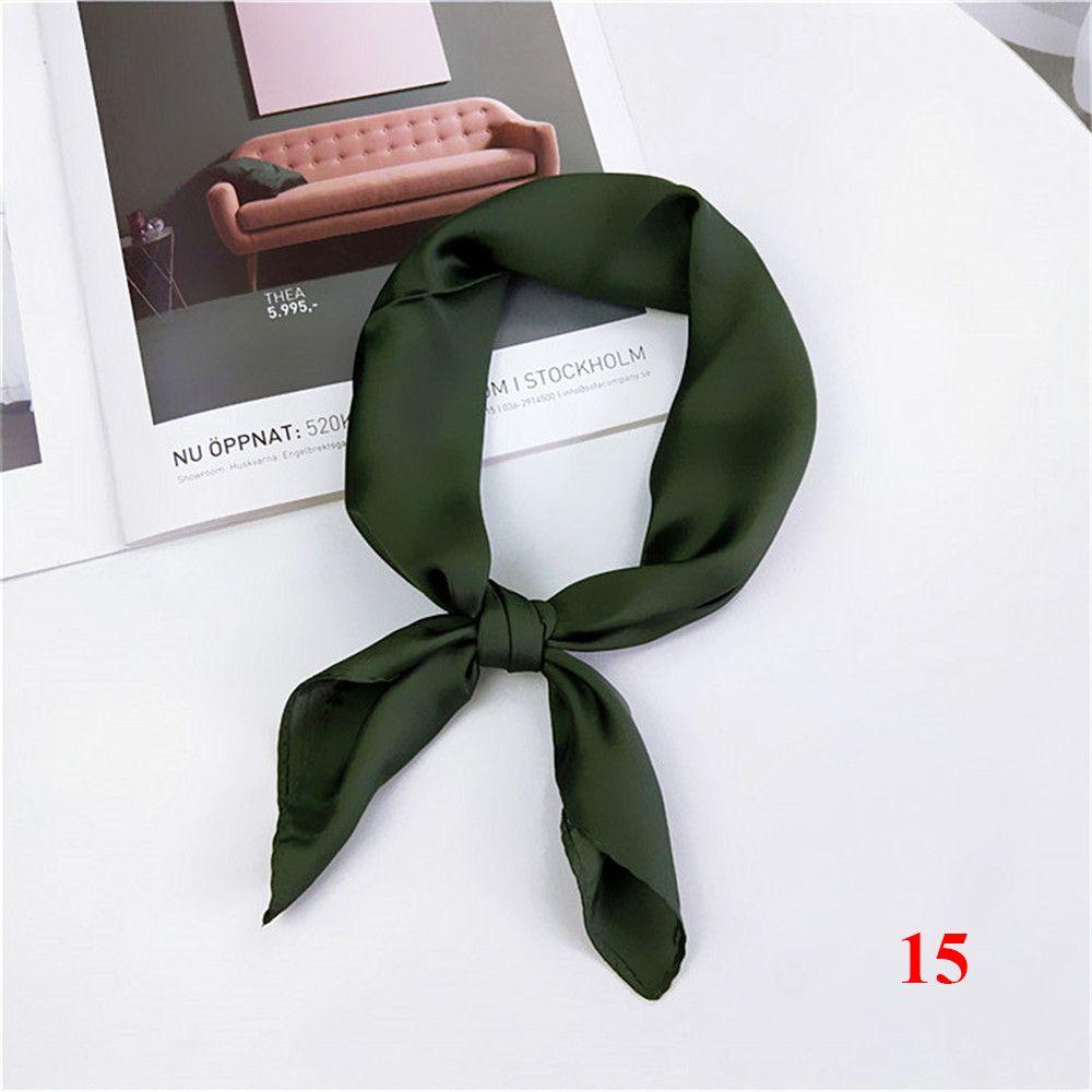 Gifts Elegant Solid Color Head Neck Hair Tie Band Silk Feel Satin Women Square Scarf