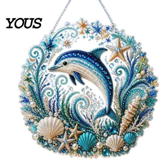 DIY Mosaic Craft for Adults Coastal Faux Pearl Painting Kit, Ocean Theme Art Stress Relief Creative Activity Sparkling Sea Animal Ornament