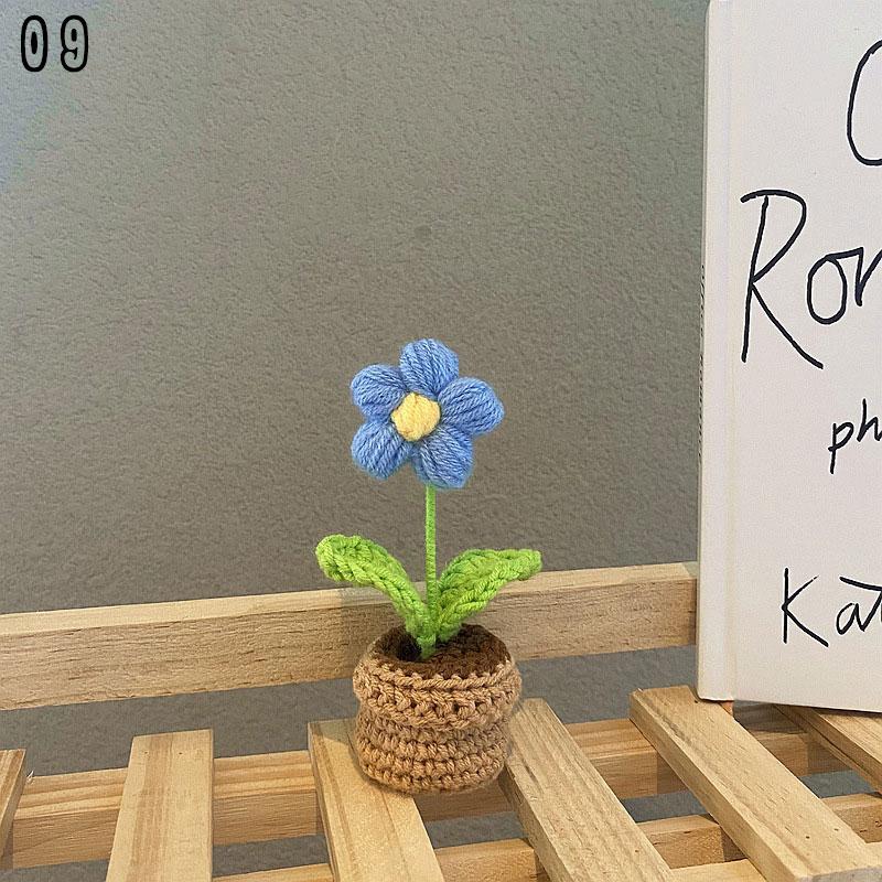 1PC Wedding Decoration Hand-woven Knitted Bouquet Knitting Flower Rose Tulips Bouquet Potted
