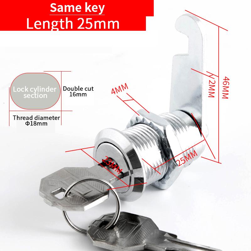 5 SETS Security Lock Metal Alloy Cylinder Cabinet Locker Cam Lock With 2 Keys Security Mailbox Lock Cabinet Drawer Cam Lock 18mm