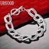 925 Sterling Silver Matte Smooth Ring Chain Bracelet Fashion Wedding Jewelry