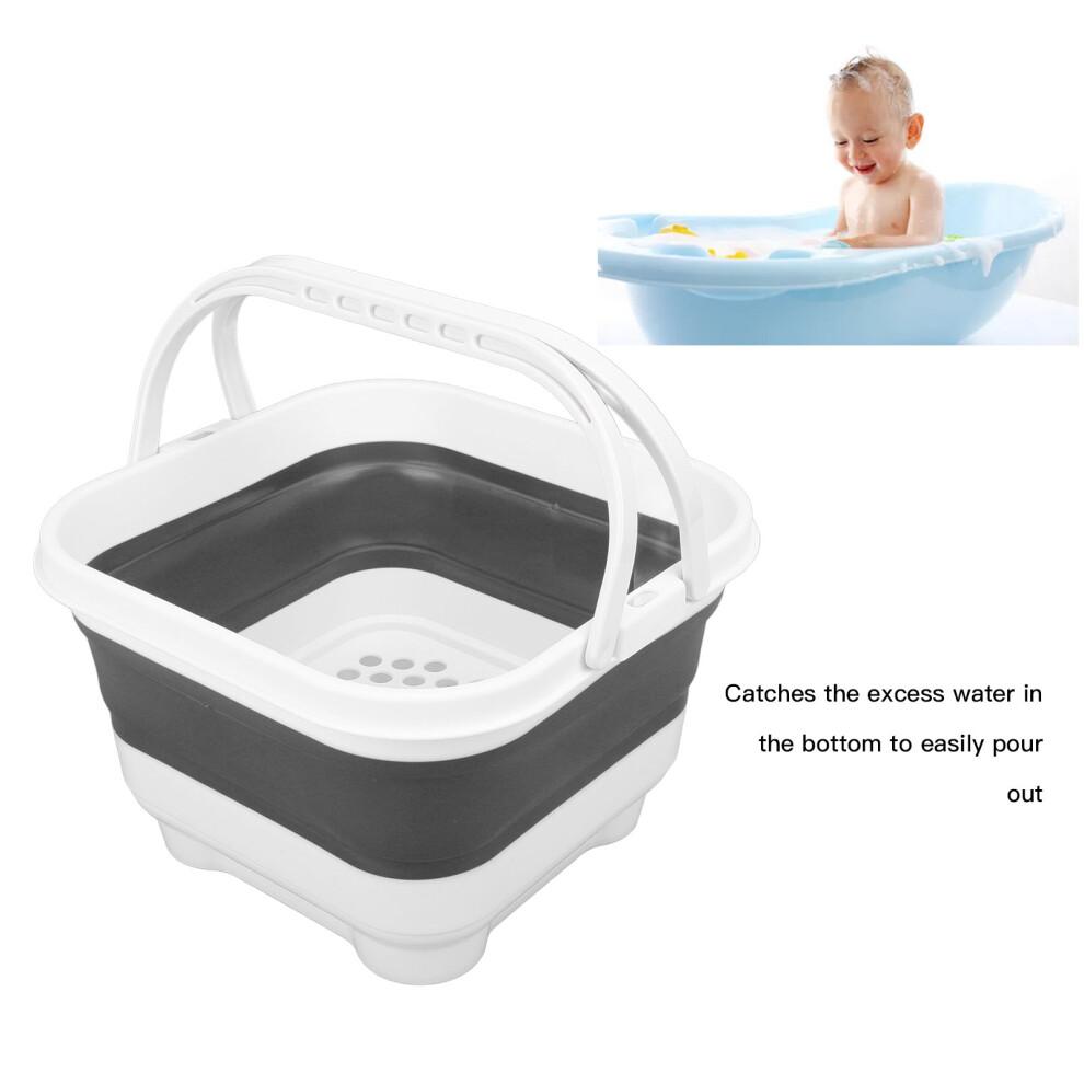 Foldable Bath Toy Organizer 30x28x18cm White+Black with Quick Drain