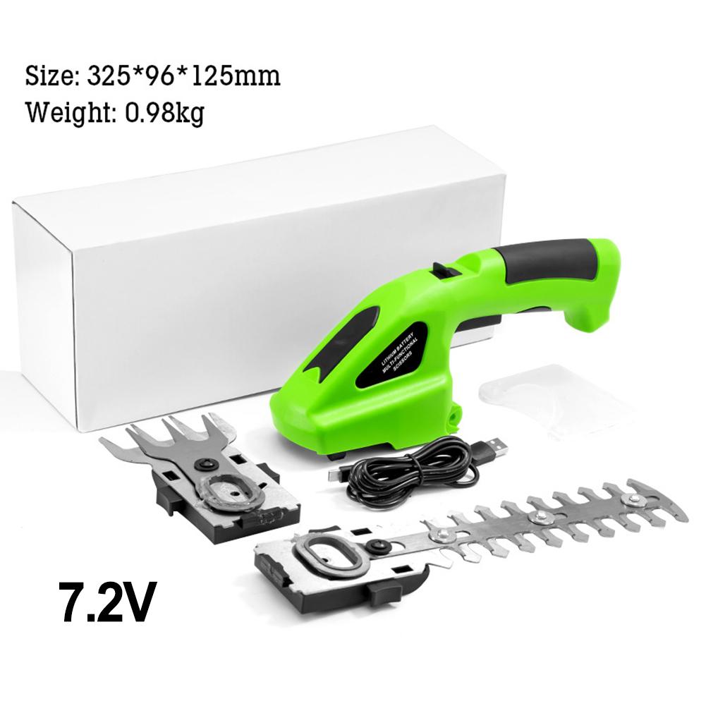 1pc 2-in-1 Handheld Electric Hedge Trimmer Dual-sided Safety Lock Cordless Grass Shear Shrub Cutter Garden Tools 32.5x9.6x12.5cm