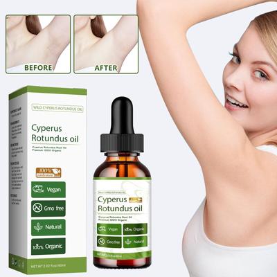 Ulei Cyperus Rotundus pentru îndepărtarea părului, Ulei natural de Cipru, Reduce creșterea părului, Calmează pielea, Ideal pentru bărbați și femei, 60 ml