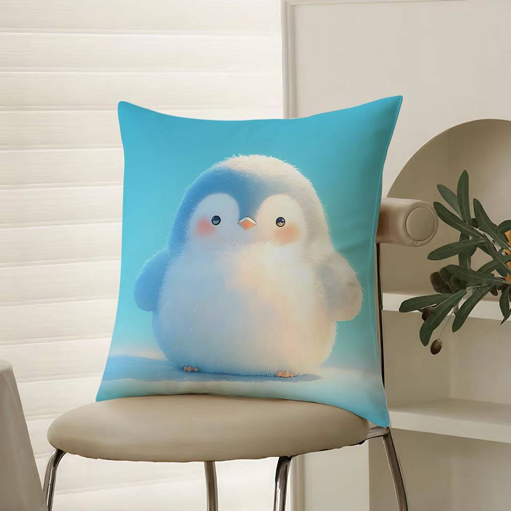 Cute Cured Animals Pictures Lovely Pillow Case Comfort Sofa Bed Silky Elegant Invisible Zipper Decorative Cushion Cover