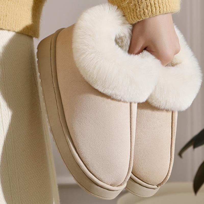 Couple Winter Fluffy Cotton Slippers, Indoor Non-Slip Warm Plush House Slippers for Men Women Home Use