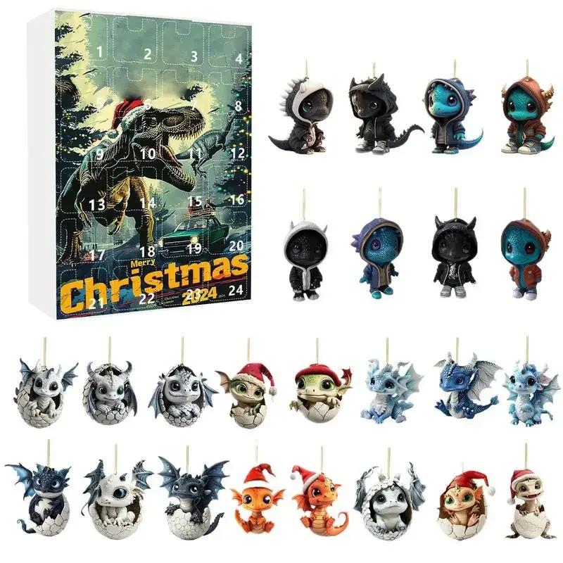 

Рождественский адвент-календарь 2024 года, забавный адвент-календарь с изображением младенца дракона, рождественский кулон, коллекционный набор «24 дня Рождества» 26x18cm разноцветный