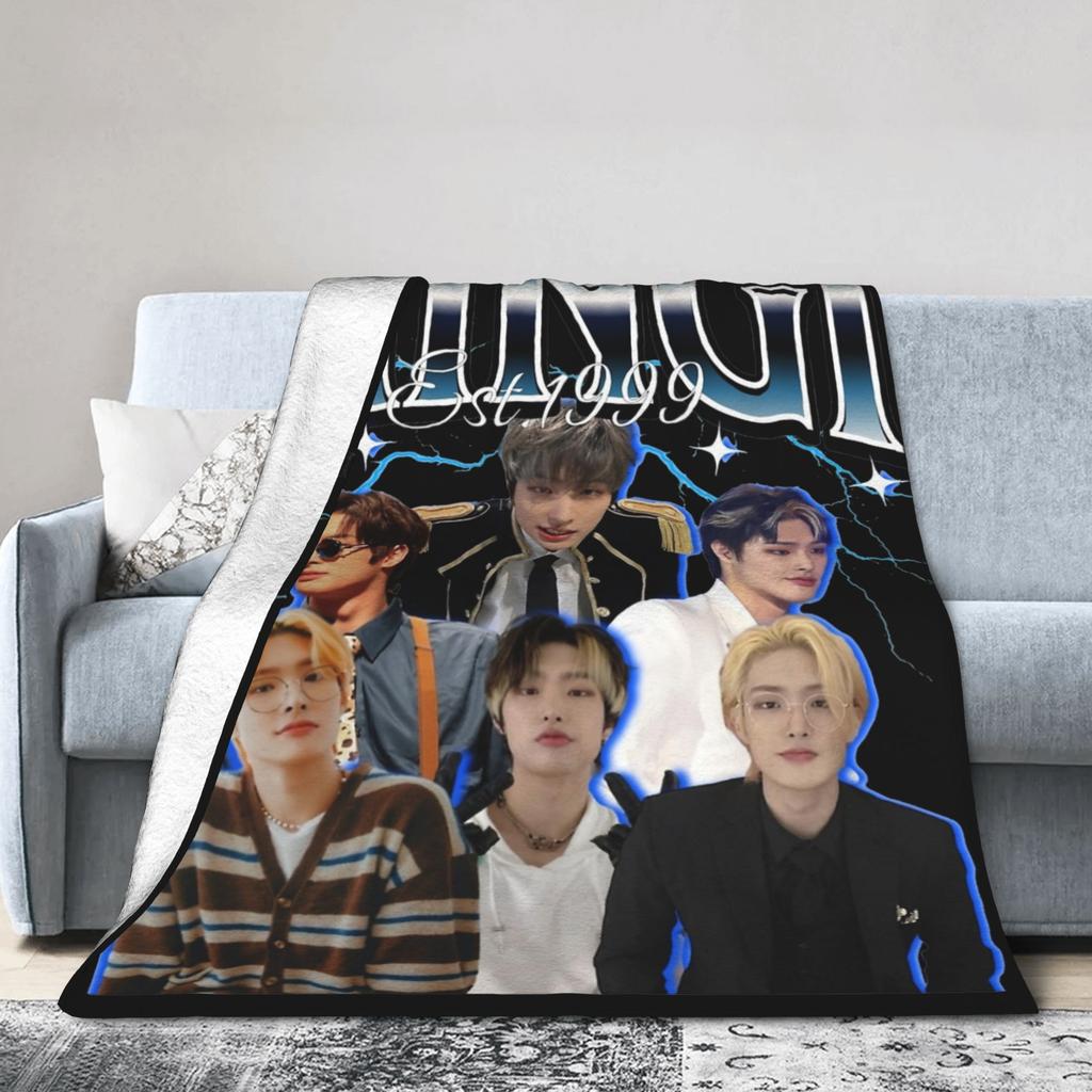 Korean Kpop Ateez MINGI Blanket Flannel Printed  Breathable Super Warm Throw Blankets for Home Travel Bedding Throws