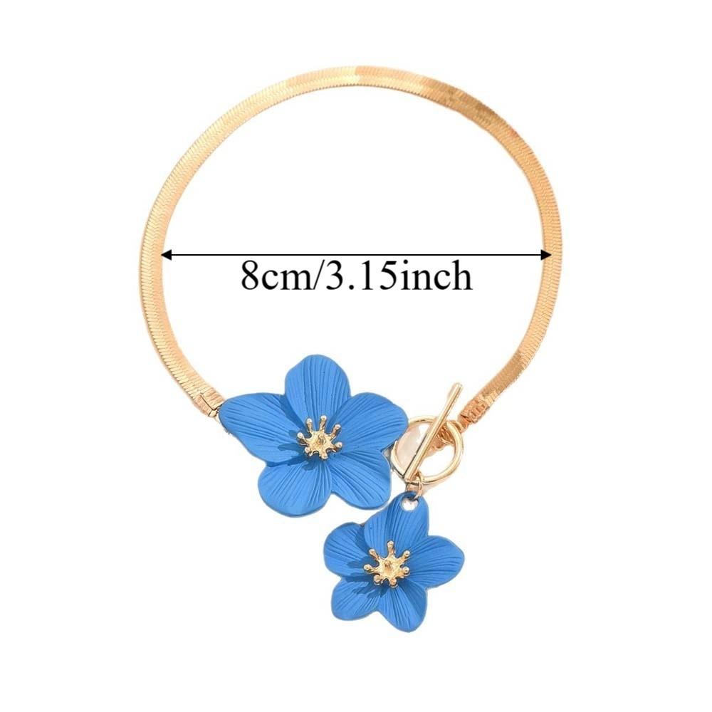 Golden Oil-Dripped Foot Chain Adjustable Beach Jewelry Simple Flower Pendant Anklet Summer