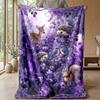Mystic Forest Animals Theme Blanket Lightweight Warm Flannel Blanket Decorative Throw Blanket for Home Decoration