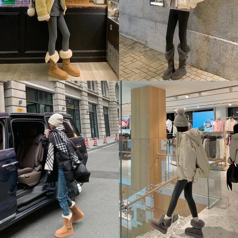 The New Spot Grape Mother Has the Same Buckle with Thick Soles and Fluffy Flanges, and Wears Thermal Cotton Shoes and Medium and Long Snow Boots