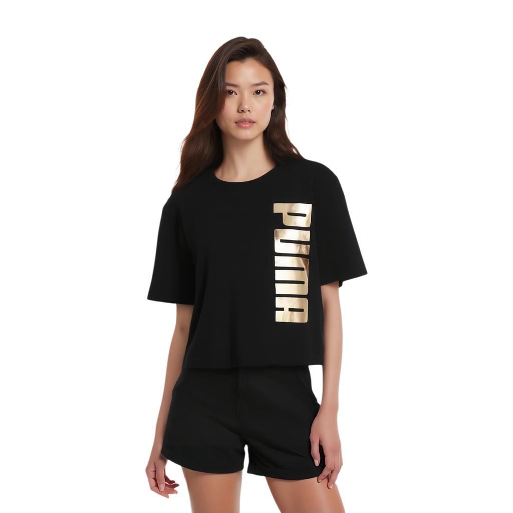 Puma Drop Shoulder Sleeve T Shirt Women's Black 587588-01
