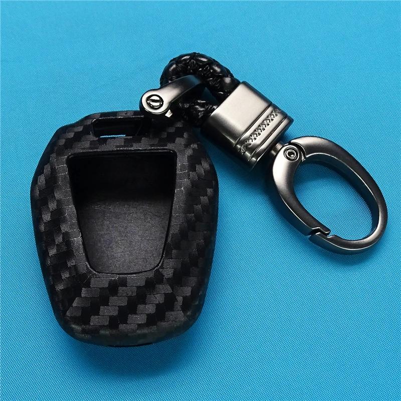 1 Piece Carbon Fiber Silicone Keychain Car Key Case for Isuzu DMAX D-MAX Mu-x 2.5 2 Buttons Car Key Cover