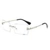 Vintage Brown Square Sunglasses Woman Luxury Brand Small Rectangle Sun Glasses Female Gradient Mirror Rimless Oculos De Sol