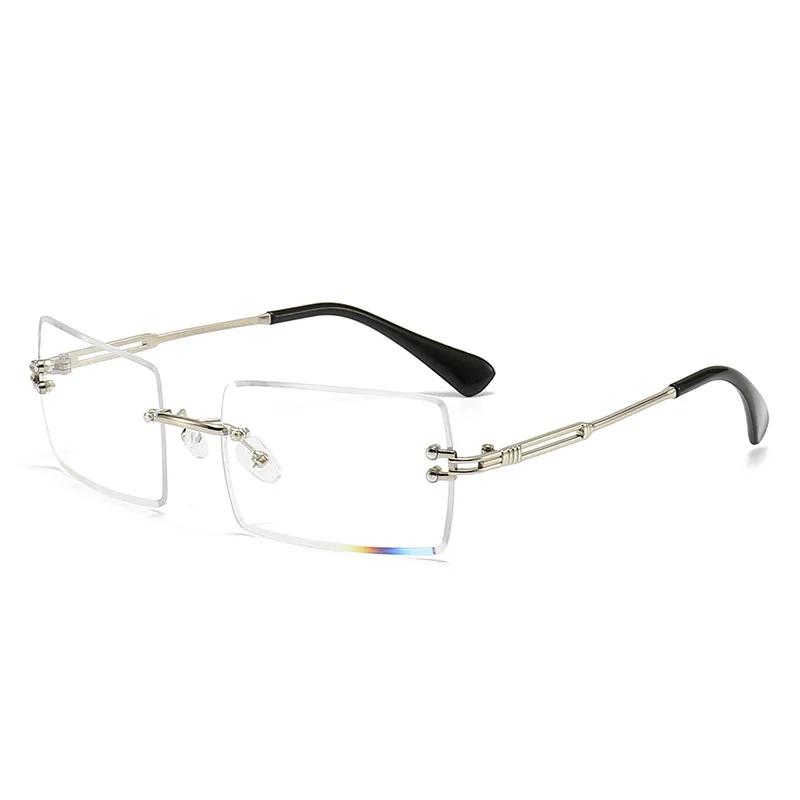 Vintage Brown Square Sunglasses Woman Luxury Brand Small Rectangle Sun Glasses Female Gradient Mirror Rimless Oculos De Sol