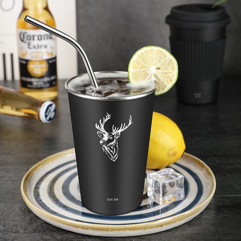 304 Stainless Steel Single Layer Cold Drink Glass Beer Mug Coffee Cup New Portable Mug Suitable for Home Restaurant Bar Party