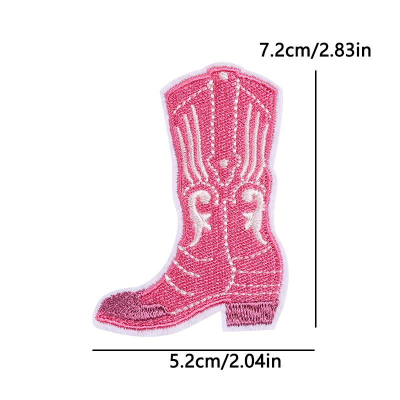 Pink Disco Ball Cowgirl Embroidery Patch Iron On Cute Cartoon Design for Denim Jacket Party Wear Kawaii Western Theme Badges