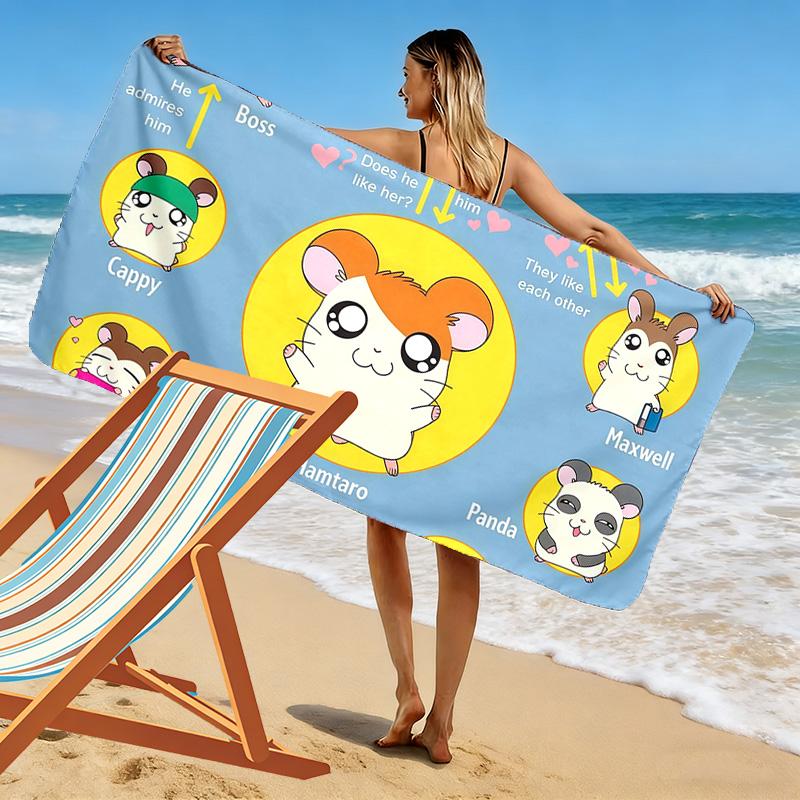Hamtaro2 Print Beach Towel, Large Soft Quick Dry Towel for Beach Camping Swimming