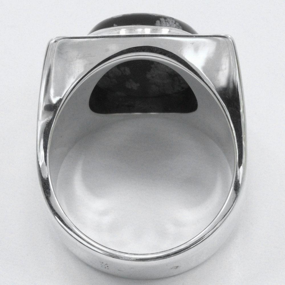 LOUIS VUITTON Chevalier Snow Flow Ring M64903 Silver925/Obsidian #9.9(US Size) 22.0g mens Used