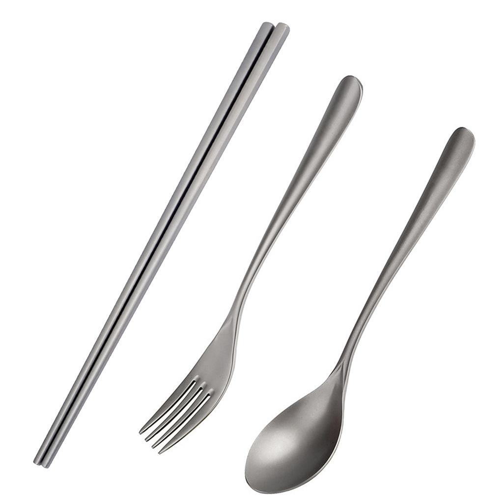 Ti Cutlery Set Camping Fork Spoon Chopsticks Lightweight Tableware for Home Picnic Travel with Carry Pouch Chopsticks