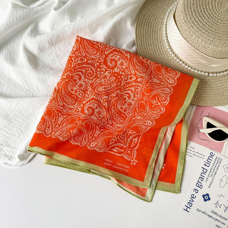 55 Cotton Silk Scarf Paisley Cashew Flower Square Scarf Headscarf Personalized Fashion Breathable Silk Scarf Scarf Tied Bag Decorative Scarf