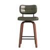 Curve Bar Stool - Swivel PU-Upholstered Stool with Curved Wood Sickle Backrest & Metal Frame, 360 degrees Swivel, Set of 2