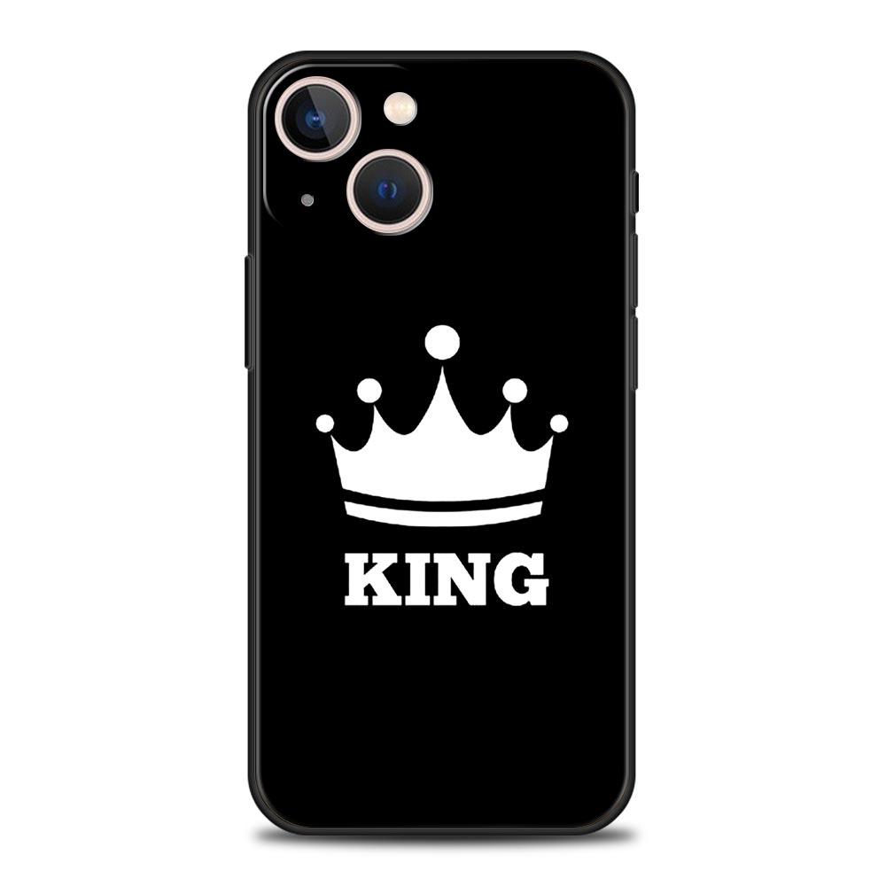 Phone Case For Apple iPhone 11 15 14 Pro MAX 12 13 7 8 Plus X XR XS MAX SE Cover Funda Couple Style Cartoon Crown King Queen
