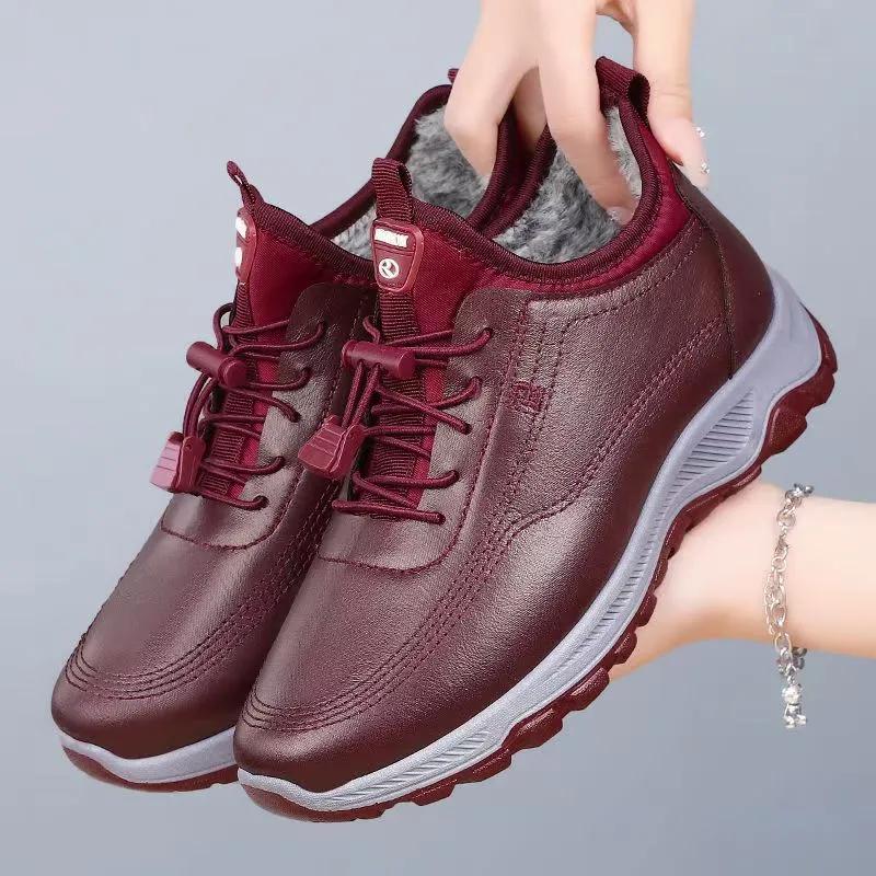 Vinter Pluss Fløyel Fortykket Eldre Morsko Sklisikre Vanntette Damesko