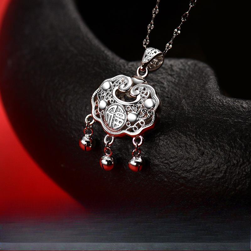 Neue Halskette mit Sicherheitsschloss im chinesischen Stil für Damen, Quaste, leichter Luxus, Nischen-Modegefühl