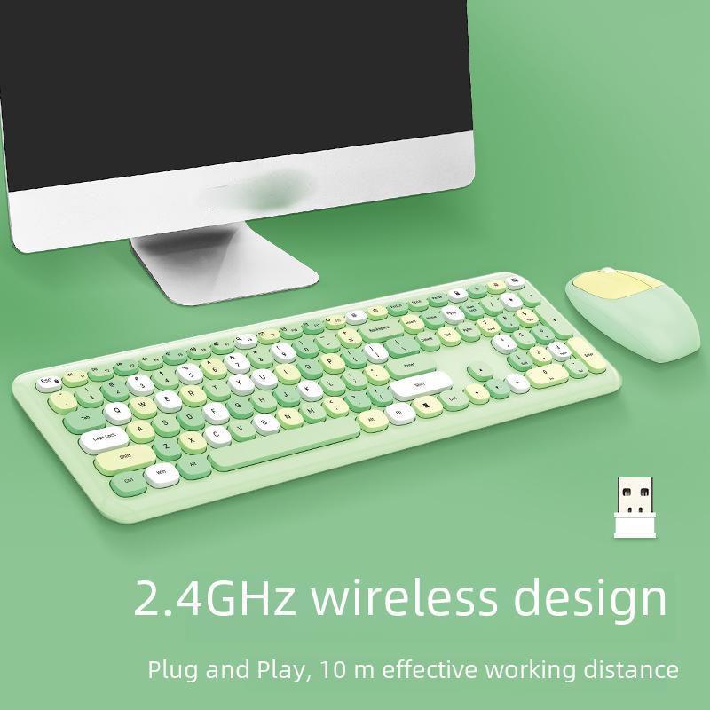 MOFII Sky Hand Pink Multi-Color 2.4G Silent Wireless Keyboard & Mouse Set for Office