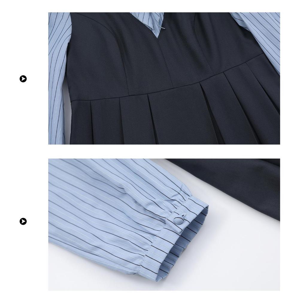 Autumn Pleated Slimming Plus Size College Style Two-Piece Dress for Women