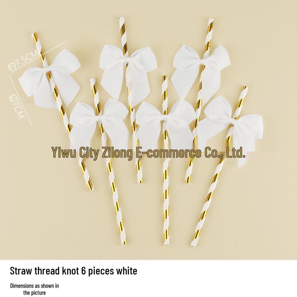 Disposable Paper Straw Bow for Children's Birthday Cupcake Decoration