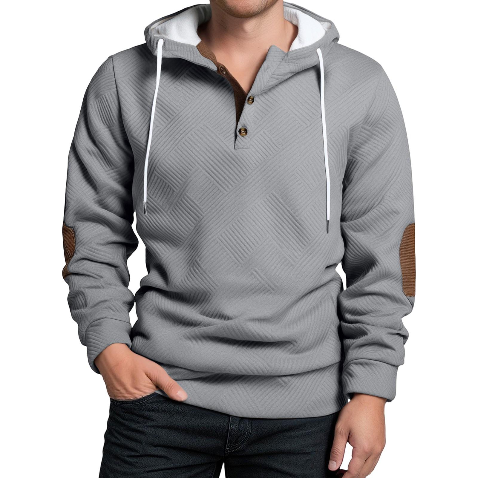 Men s Casual High-Neck Hooded Button-Up Long-Sleeved Sweatshirt L 2345₽