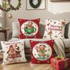 Christmas Pillowcase Cartoon Decorative Gingerbread Doll Print Digital Linen Sofa Backrest Living Room Bedroom Pillow