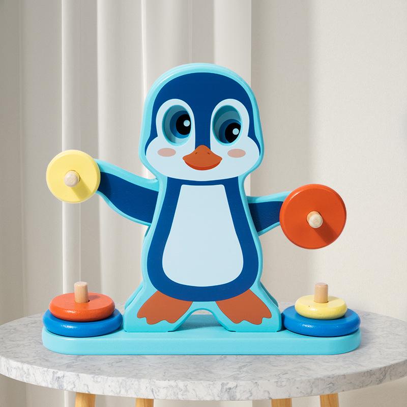 Interactive Penguin Balance Puzzle: Early Childhood Wooden Learning Toy for Parent-Child Engagement