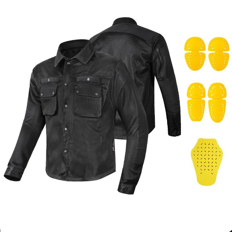 

Мотоциклетный костюм верх мужской сетчатый дышащий противоударный большой размер для поездок на работу мотоциклетный костюм новая модель XL чёрный