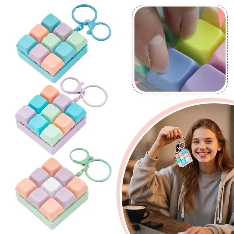 Hot New Keyboard Fidget Toy 9 Key Keychain Button Fidget Gifts For Adults To Nine-Key Can Be Assembled Freely////