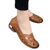 2025 summer new casual hollowed-out mother sandals women's fashion breathable soft leather soft-soled hole shoes