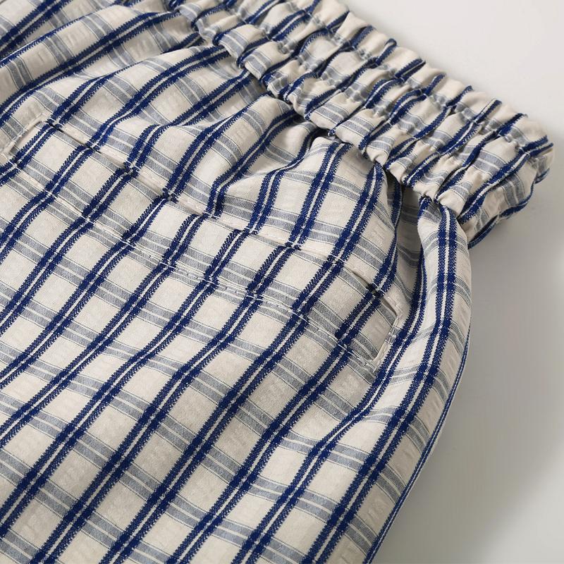 Men's Plaid Casual Shorts, Elastic Waist Drawstring Summer Lightweight Beach Shorts (M-5XL)