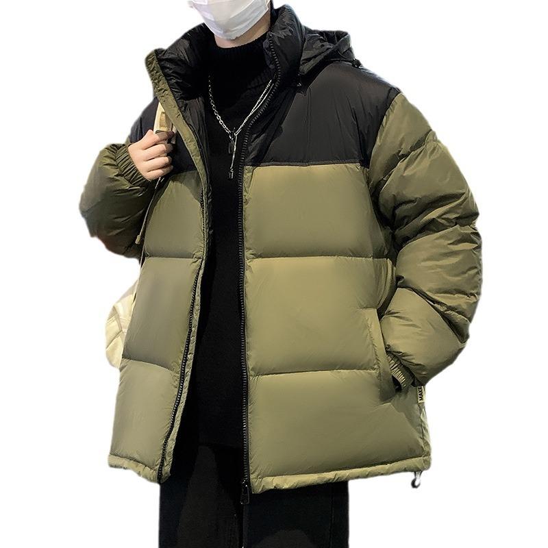 Men's New White Duck Down Men's Down Jacket Winter Hooded Splicing Jacket Men's All-match Tops