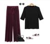 Women's High-Waist Velvet Wide-Leg Pants: Plus-Size, Loose, Thick Slim-Fit, Perfect for Autumn & Winter Casual Wear.