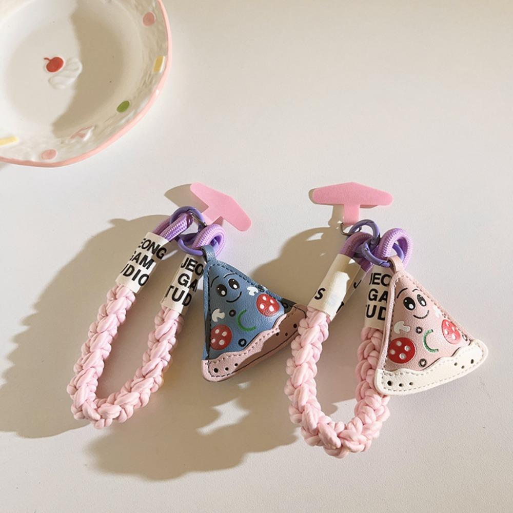 

Safety Chain Leather Pizza Pendant Anti-lost Hanging Lanyard Keychain Gifts фиолетовый