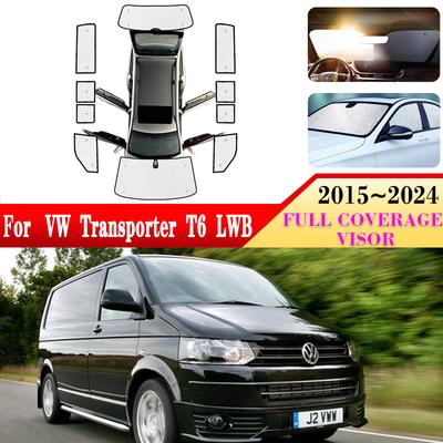 Pełne osłony przeciwsłoneczne do samochodu dla Volkswagen VW Transporter Caravelle Multivan Doubleback T6 LWB 2015~2024 Akcesoria do osłon przeciwsłonecznych samochodu