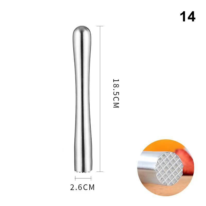Stainless Steel Crushed Ice Hammer Multifunctional Popsicle Sticks Cocktail Swizzle Stick Fruit Lemon Muddle Bar Tools