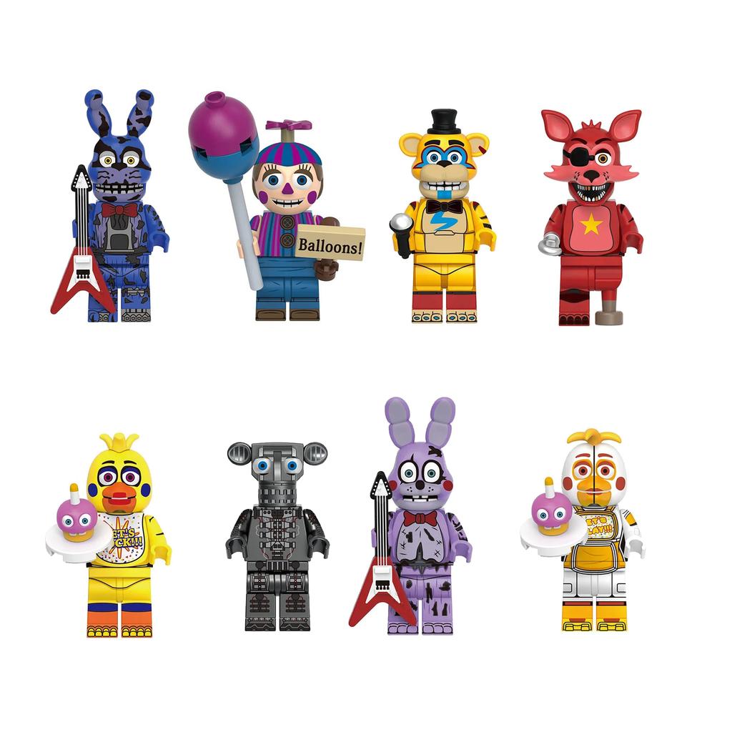 NOWA gra FNAF Nights Figurka Mini Figurki Klocki Szkielet Thriller Zabawki prezent zabawki dla dzieci forma król
