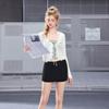 UNIFREE French Style Lace Trim Short Knit Cardigan